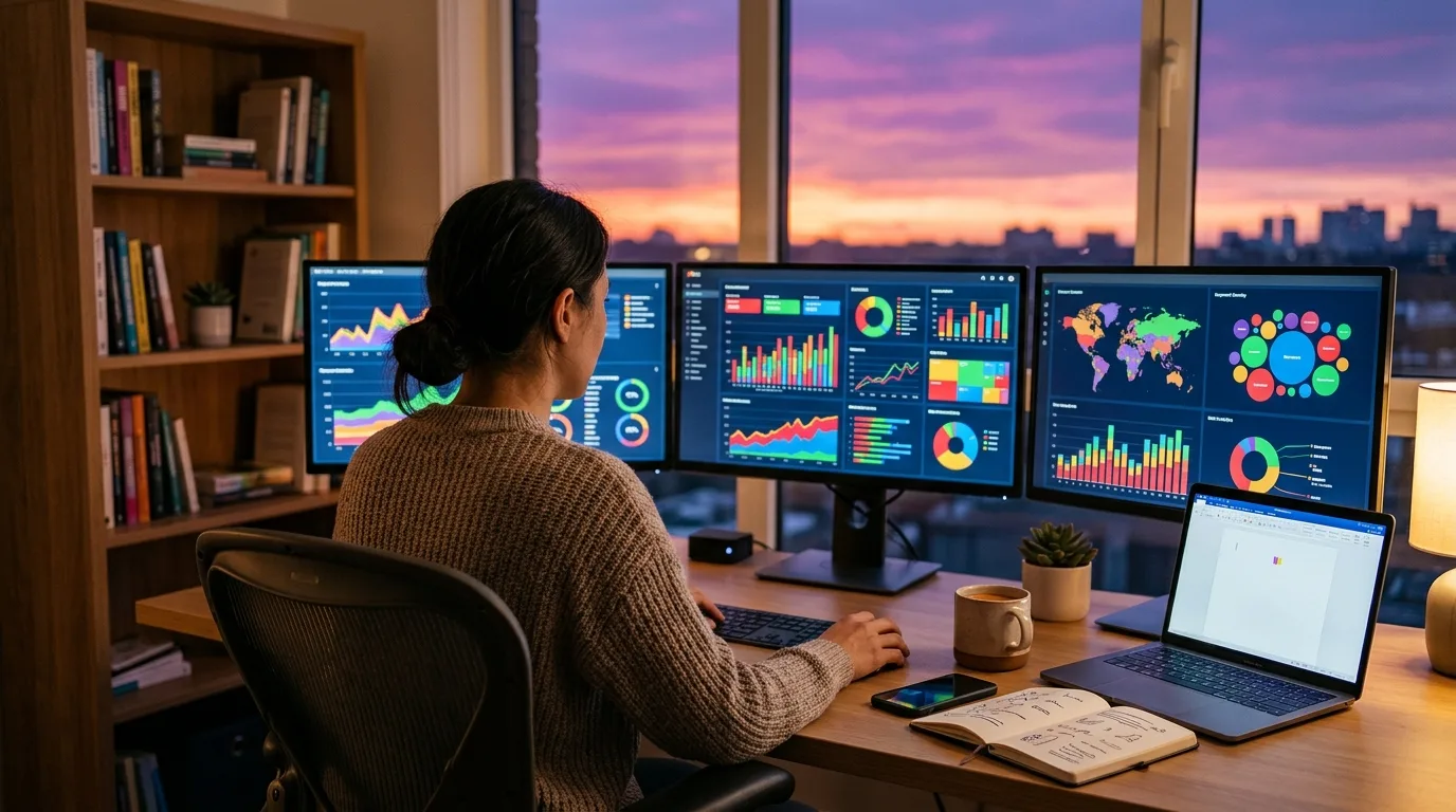 Rédacteur web SEO analysant une stratégie de contenu sur son ordinateur